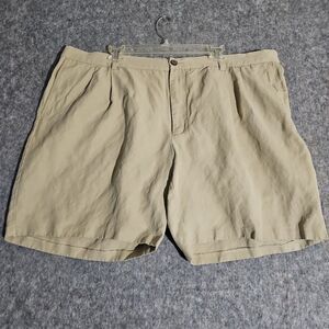 Tommy Bahama Shorts Mens 42 Silk Linen Khaki Chino Casual Resort Cruise Beach